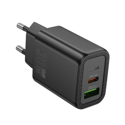 HOCO N63 Verkkolaturi, 30W, 3A, 1 x USB-A - 1 x USB-C, Musta