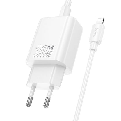 Verkkolaturi Lightning-kaapelilla HOCO N62, 30W, 3A, 1 x USB-C, Valkoinen