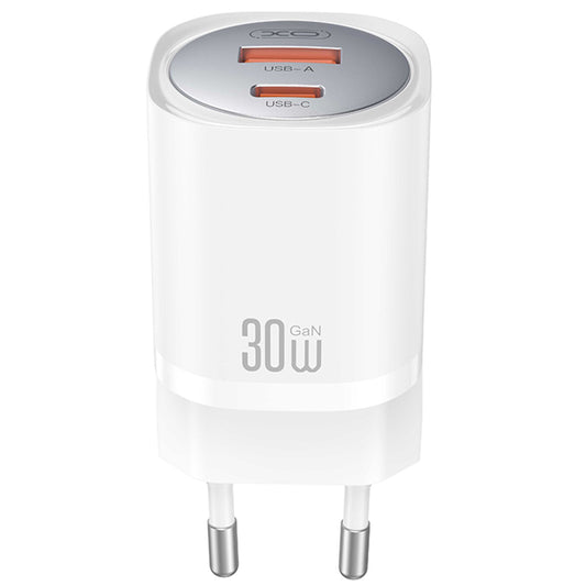 Verkkolaturi USB-C-kaapelilla XO Design CE21, 30W, 3A, 1 x USB-A - 1 x USB-C, Valkoinen