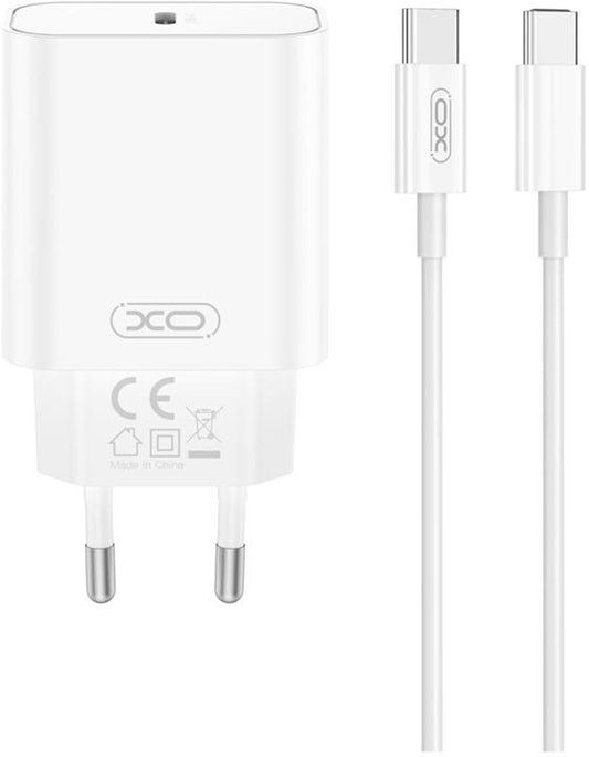 Verkkolaturi USB-C-kaapelilla XO Design CE32, 20W, 3A, 1 x USB-C, Valkoinen