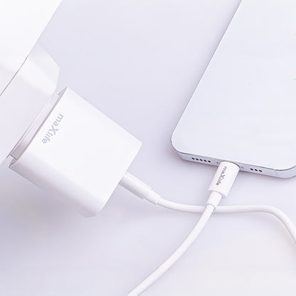 Verkkolaturi USB-C-kaapelilla MaXlife MXTC-06-20AC, 20W, 3A, 1 x USB-A - 1 x USB-C, Valkoinen