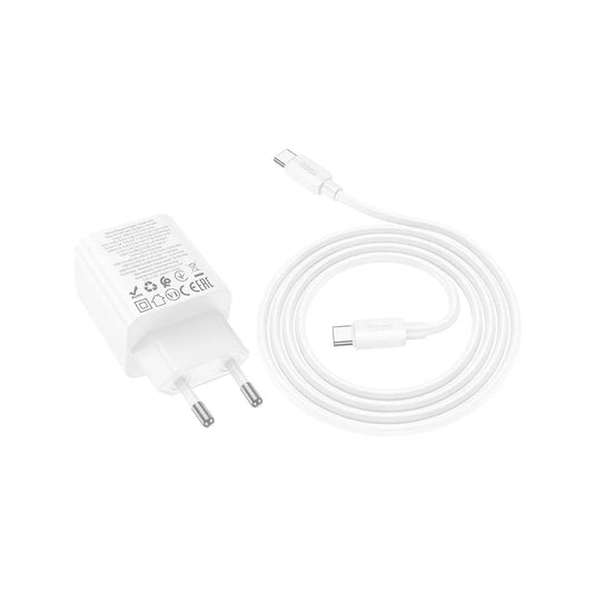 Verkkolaturi USB-C-kaapelilla HOCO N56, 30W, 3A, 2 x USB-A - 2 x USB-C, Valkoinen