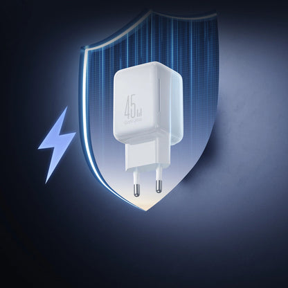 Verkkolaturi USB-C-kaapelilla Joyroom JR-TCL05, 45W, 3A, 2 x USB-C, Valkoinen