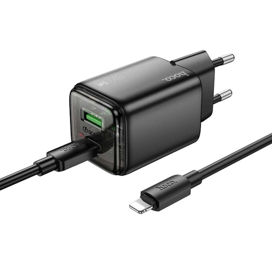 Verkkolaturi Lightning-kaapelilla HOCO N52, 20W, 3A, 1 x USB-A - 1 x USB-C, Musta