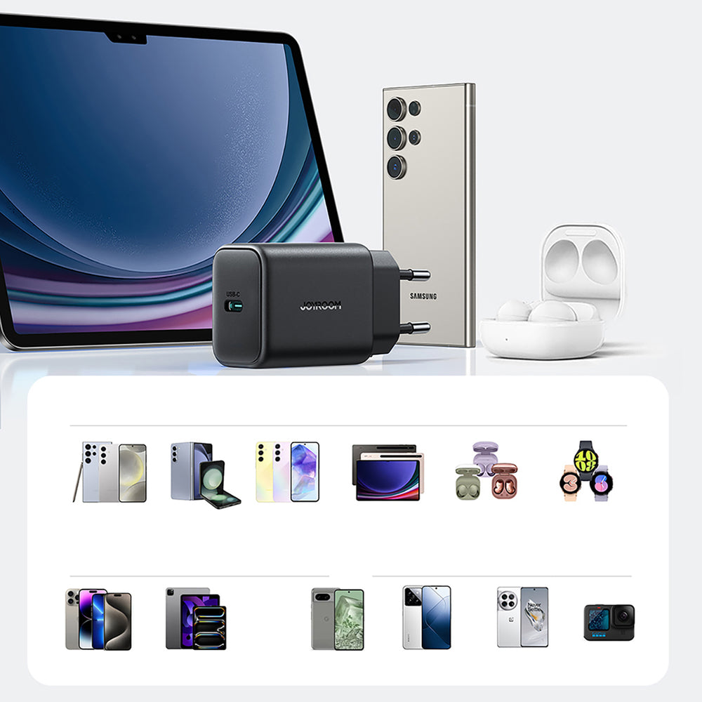 Verkkolaturi USB-C-kaapelilla Joyroom JR-TCF23, 25W, 3A, 1 x USB-C, Musta