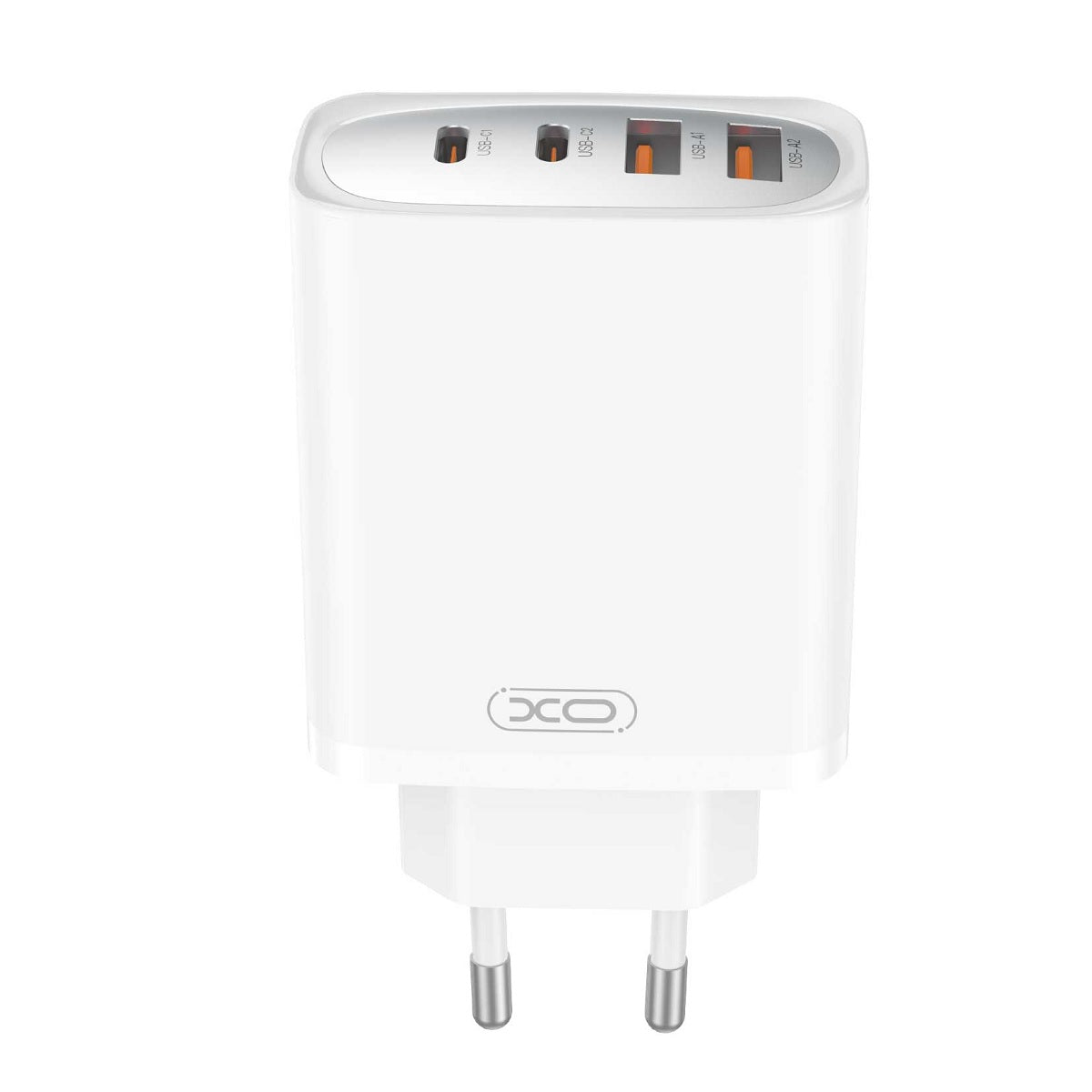Verkkolaturi USB-C-kaapelilla XO Design CE22, 45W, 3A, 2 x USB-A - 2 x USB-C, Valkoinen