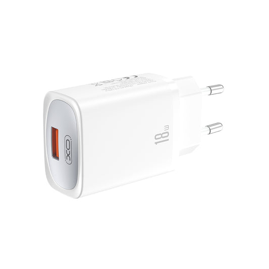 Verkkolaturi USB-C-kaapelilla XO Design CE19, 18W, 3A, 1 x USB-A, Valkoinen
