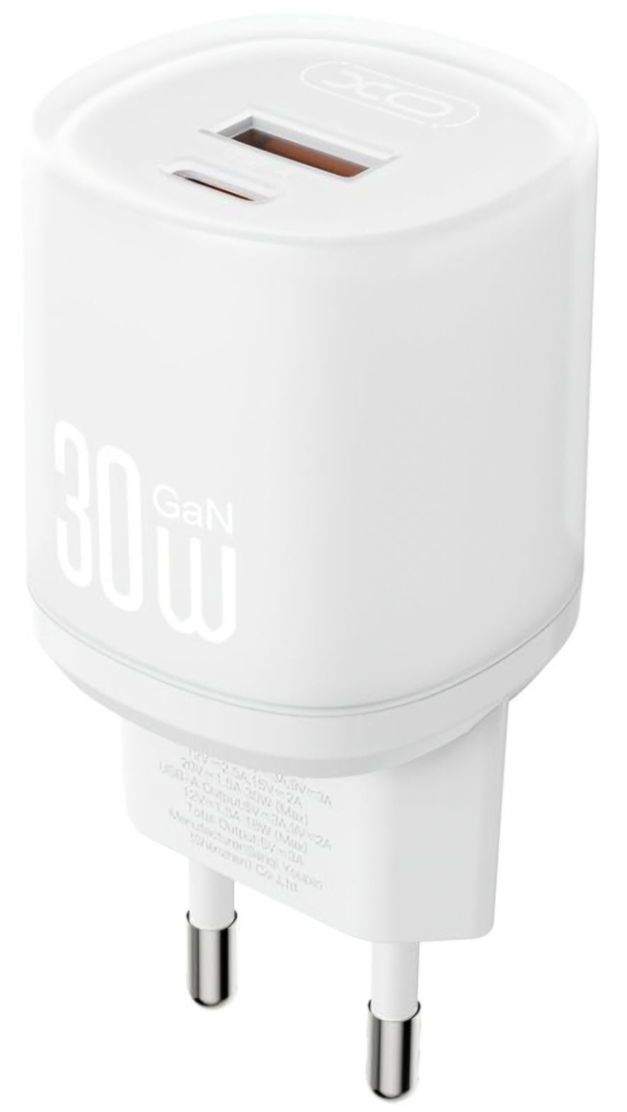 Verkkolaturi Lightning-kaapelilla XO Design L151, 30W, 3A, 1 x USB-A - 1 x USB-C, Valkoinen