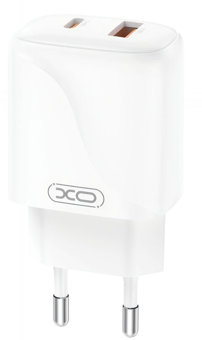 Verkkolaturi USB-C-kaapelilla XO Design L158, 20W, 3A, 1 x USB-A - 1 x USB-C, Valkoinen