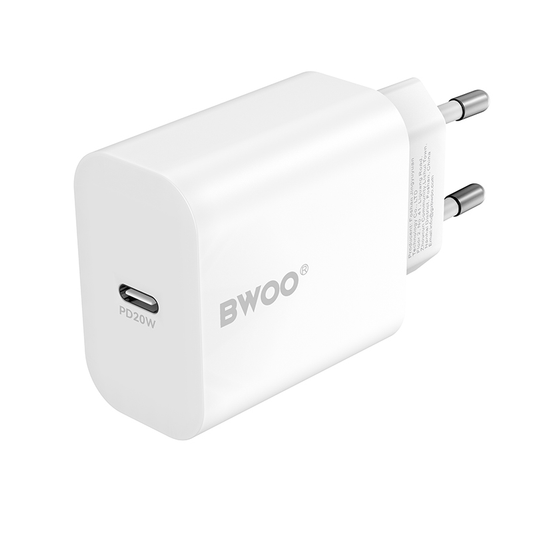 Verkkolaturi Lightning-kaapelilla BWOO CDA233, 20W, 3A, 1 x USB-C, Valkoinen