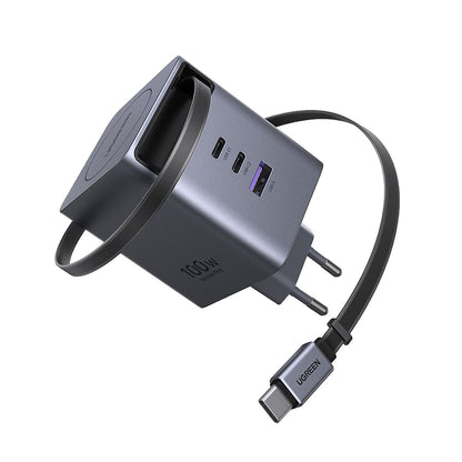 Verkkolaturi USB-C-kaapelilla UGREEN X616 (65828), 100W, 5A, 1 x USB-A - 3 x USB-C, Harmaa
