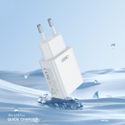 Verkkolaturi USB-C-kaapelilla XO Design L127, 18W, 3A, 1 x USB-A, Valkoinen