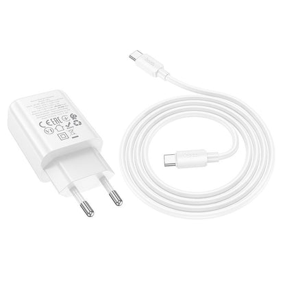 Verkkolaturi USB-C-kaapelilla HOCO N62, 30W, 3A, 1 x USB-C, Valkoinen
