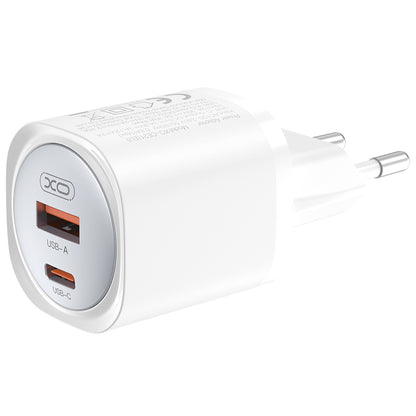 Verkkolaturi USB-C-kaapelilla XO Design CE21, 30W, 3A, 1 x USB-A - 1 x USB-C, Valkoinen