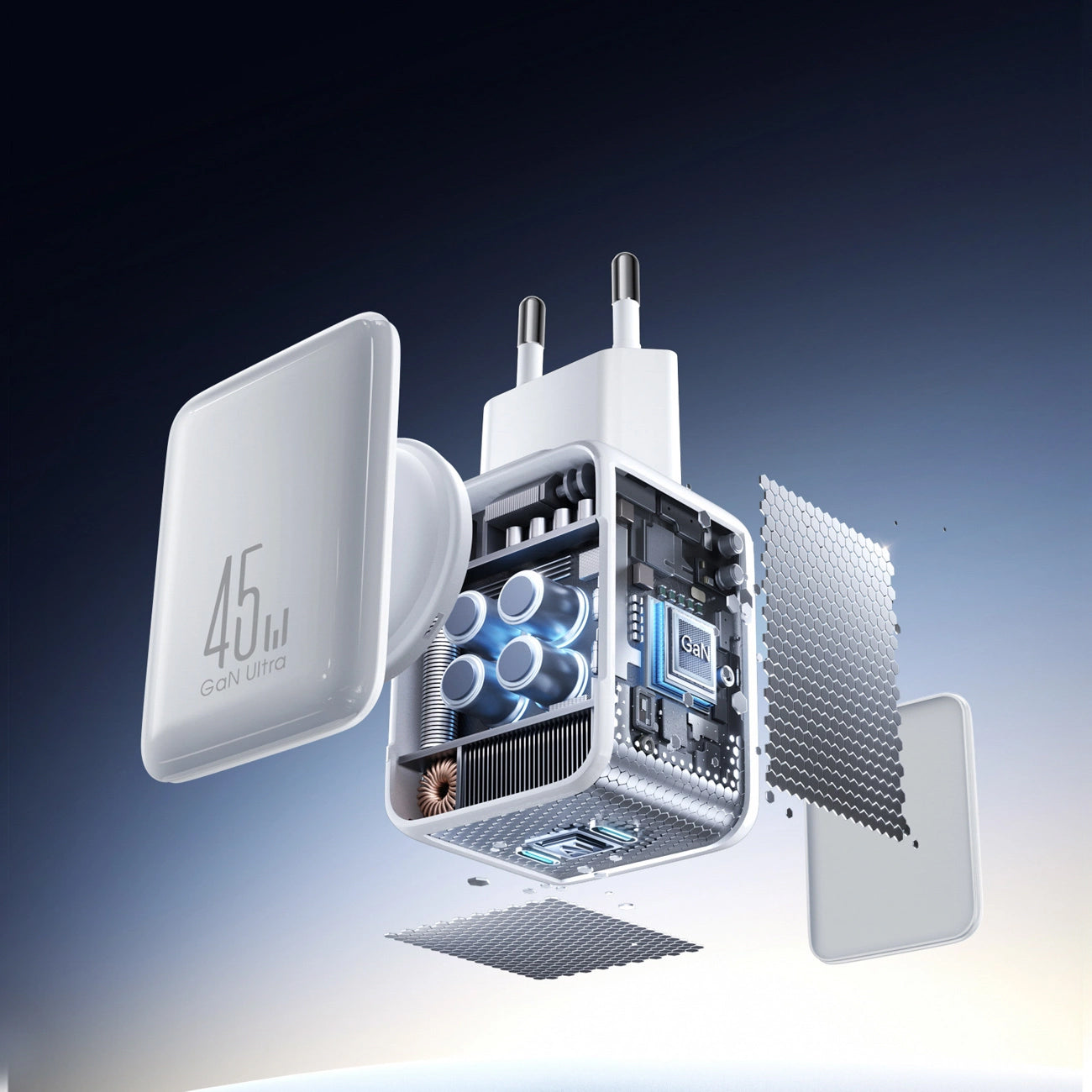 Verkkolaturi USB-C-kaapelilla Joyroom JR-TCL05, 45W, 3A, 2 x USB-C, Valkoinen