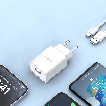 Dudao A4EU Network Charger with USB-C Cable, 10W, 2.1A, 1 x USB-A, White