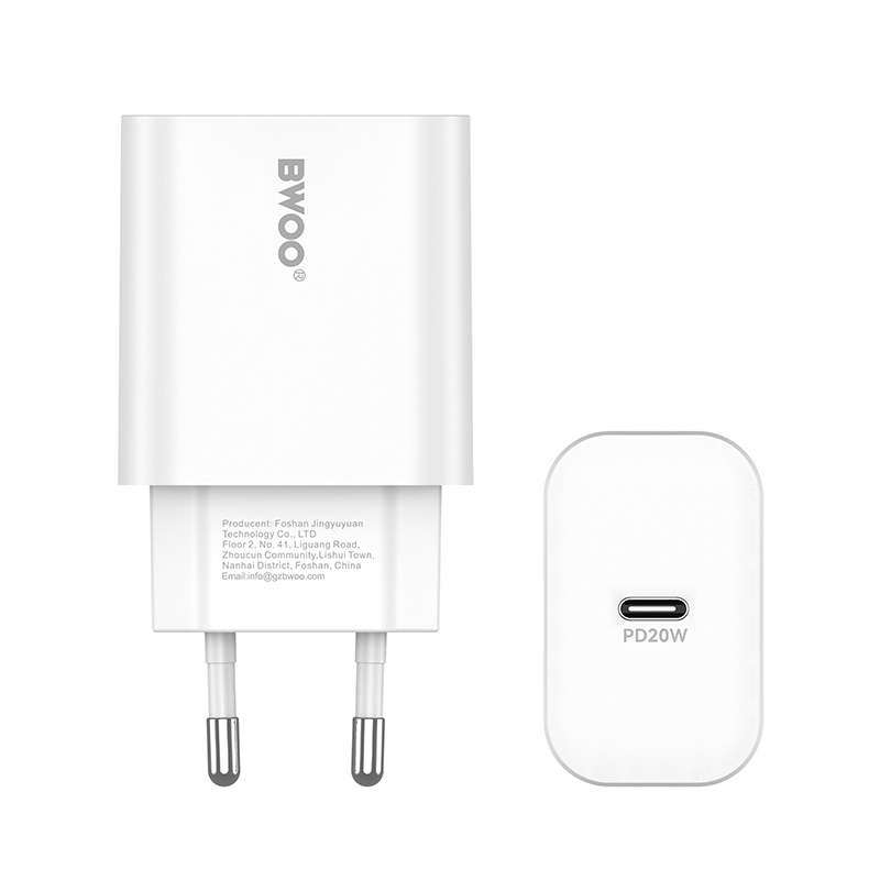 Verkkolaturi USB-C-kaapelilla BWOO CDA233, 20W, 3A, 1 x USB-C, Valkoinen