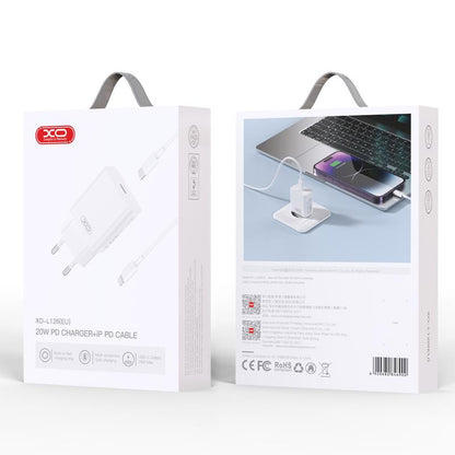 Verkkolaturi Lightning-kaapelilla XO Design L126, 20W, 3A, 1 x USB-C, Valkoinen