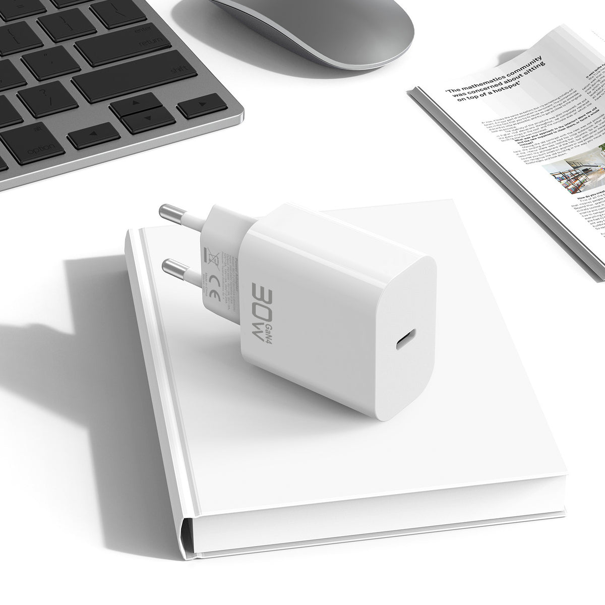 Blavec BC-14 -verkkovirtalaturi USB-C-kaapelilla, 30 W, 3 A, 1 x USB-C, valkoinen