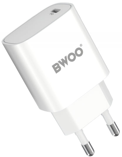 Verkkolaturi USB-C-kaapelilla BWOO CDA159, 20W, 3A, 1 x USB-C, Valkoinen