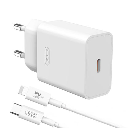 Verkkolaturi Lightning-kaapelilla XO Design L126, 20W, 3A, 1 x USB-C, Valkoinen