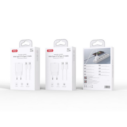 Verkkolaturi USB-C-kaapelilla XO Design L167, 25W, 3A, 1 x USB-C, Valkoinen