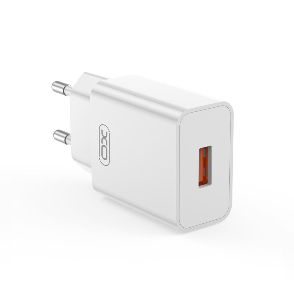 Verkkolaturi USB-C-kaapelilla XO Design L127, 18W, 3A, 1 x USB-A, Valkoinen
