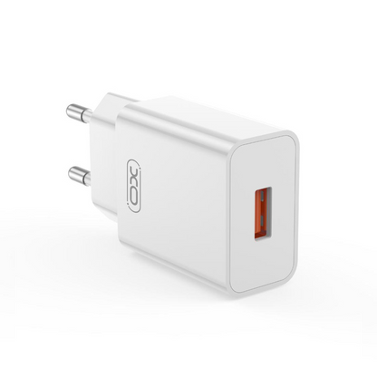 Verkkolaturi USB-C-kaapelilla XO Design L127, 18W, 3A, 1 x USB-A, Valkoinen