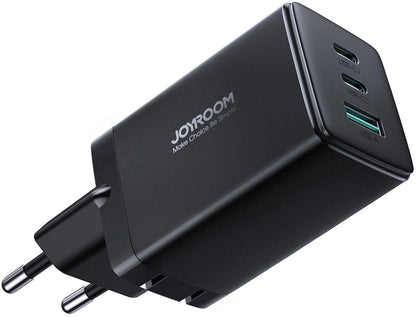Verkkolaturi USB-C-kaapelilla Joyroom TCG01, 65W, 3.25A, 1 x USB-A - 2 x USB-C, Musta