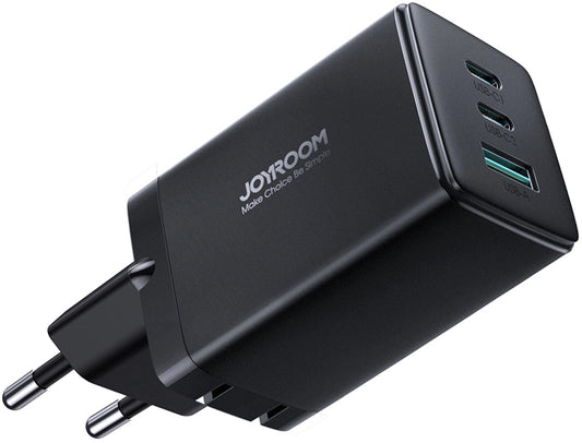 Verkkolaturi USB-C-kaapelilla Joyroom TCG01, 65W, 3.25A, 1 x USB-A - 2 x USB-C, Musta
