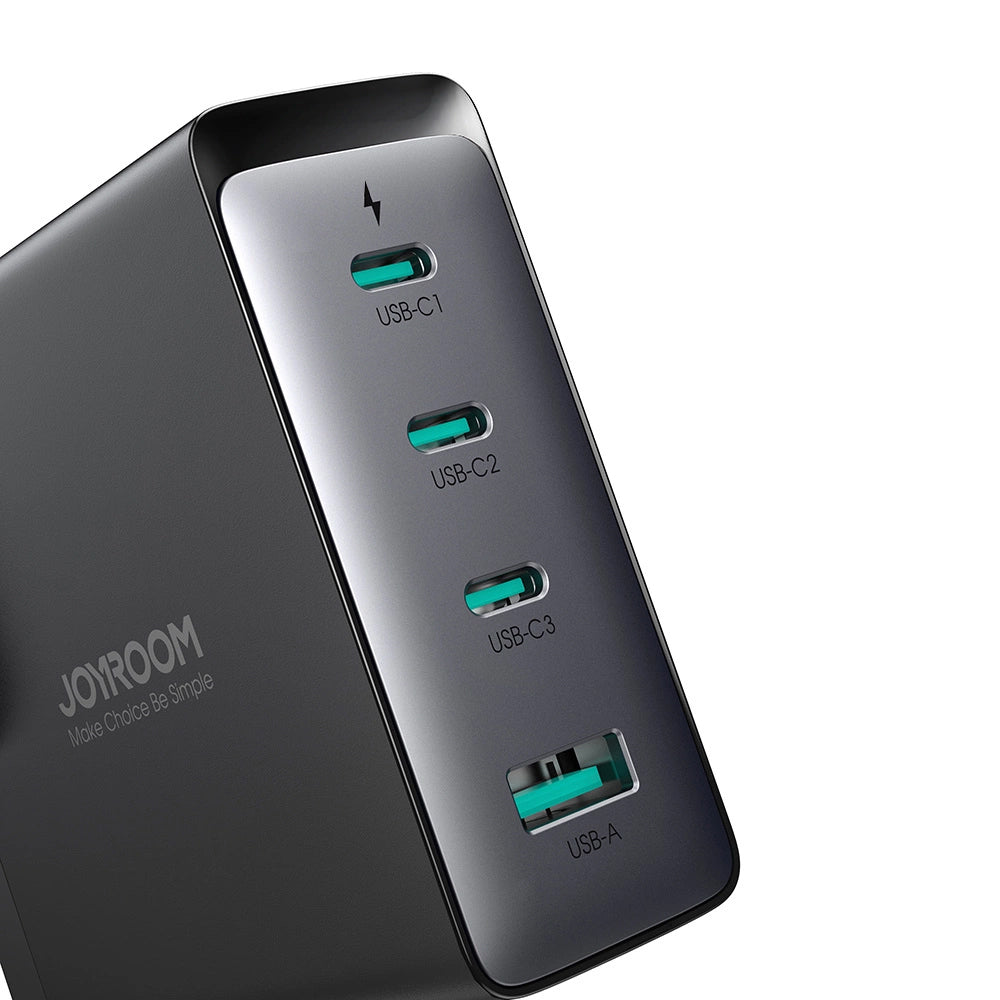 Verkkolaturi USB-C-kaapelilla Joyroom JR-TCG05UK, 140W, 5A, 1 x USB-A - 3 x USB-C, UK, Musta