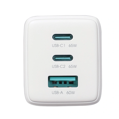 Joyroom JR-TG10 USB-C Network Charger with Cable, 65W, 3.25A, 1 x USB-A - 2 x USB-C, White