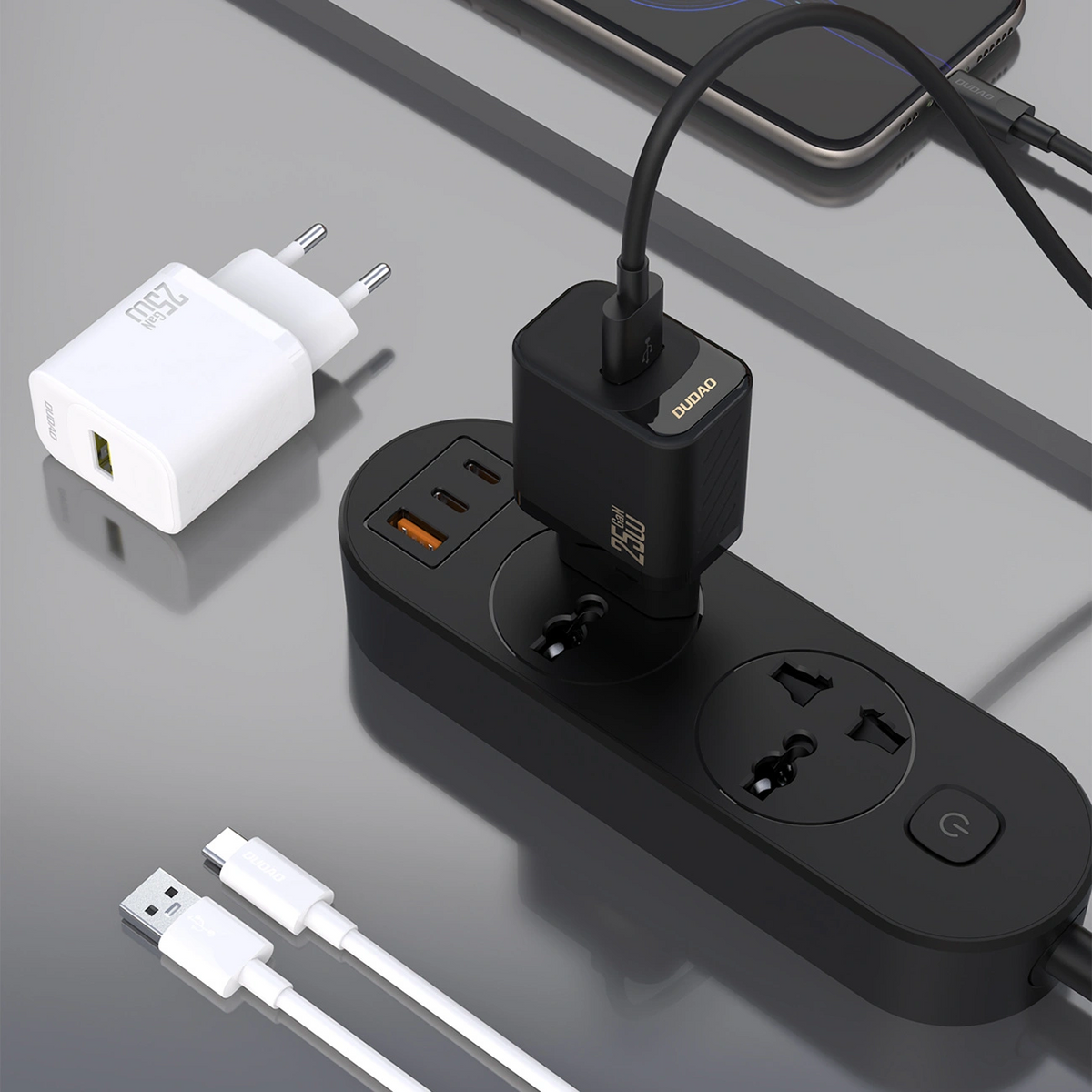 Dudao A27STEU USB-C Cable Wall Charger, 25W, 3A, 1 x USB-A, Black