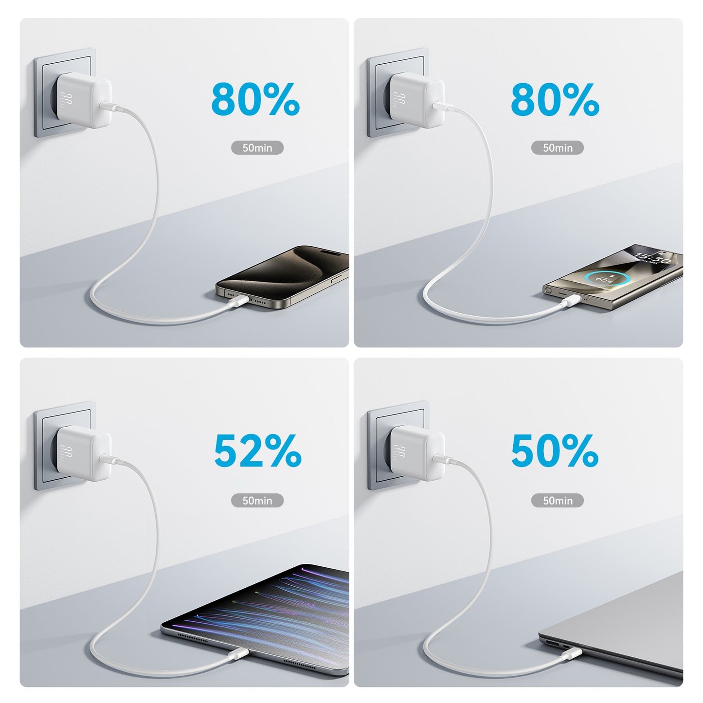 Joyroom JR-TCF24 USB-C Network Charger with Cable, 30W, 3A, 1 x USB-C, White