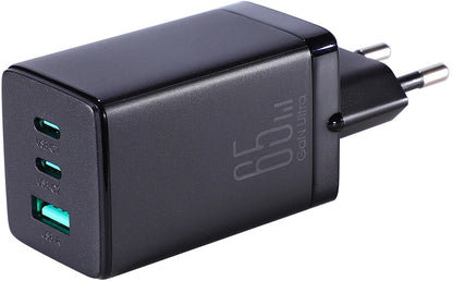 Verkkolaturi USB-C-kaapelilla Joyroom TCG01, 65W, 3.25A, 1 x USB-A - 2 x USB-C, Musta
