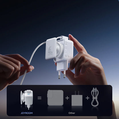 Verkkolaturi USB-C-kaapelilla Joyroom JR-TCL05, 45W, 3A, 2 x USB-C, Valkoinen