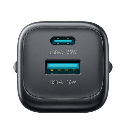 Verkkolaturi USB-C-kaapelilla Joyroom JR-TG7, 33W, 3A, 1 x USB-A - 1 x USB-C, Musta