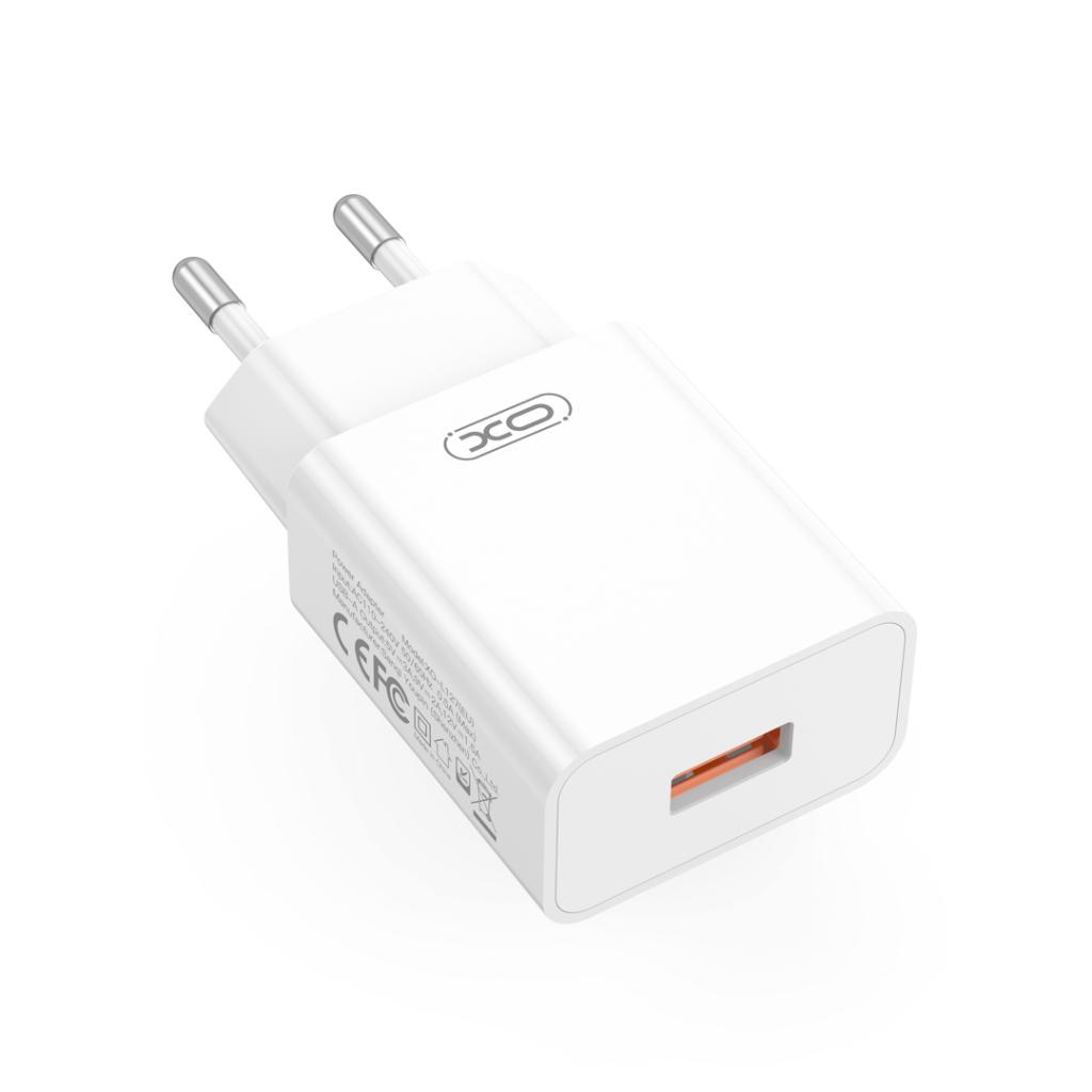 Verkkolaturi USB-C-kaapelilla XO Design L127, 18W, 3A, 1 x USB-A, Valkoinen