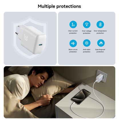 Joyroom JR-TCF24 USB-C Network Charger with Cable, 30W, 3A, 1 x USB-C, White
