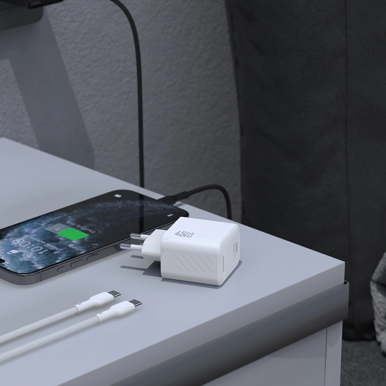 Verkkolaturi USB-C-kaapelilla Dudao A28C, 45W, 3A, 1 x USB-C, Valkoinen