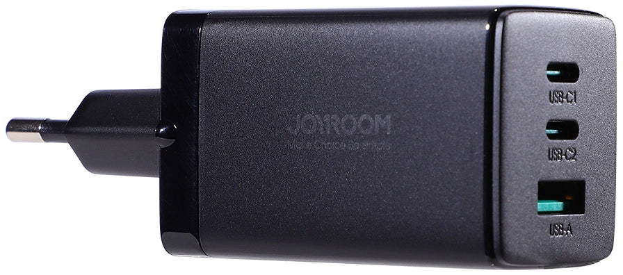 Verkkolaturi USB-C-kaapelilla Joyroom TCG01, 65W, 3.25A, 1 x USB-A - 2 x USB-C, Musta