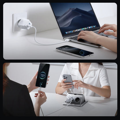 Verkkolaturi USB-C-kaapelilla Joyroom JR-TCL05, 45W, 3A, 2 x USB-C, Valkoinen