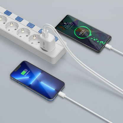 Verkkolaturi USB-C-kaapelilla Tech-Protect NCA20, 20W, 3A, 1 x USB-A - 1 x USB-C, Valkoinen