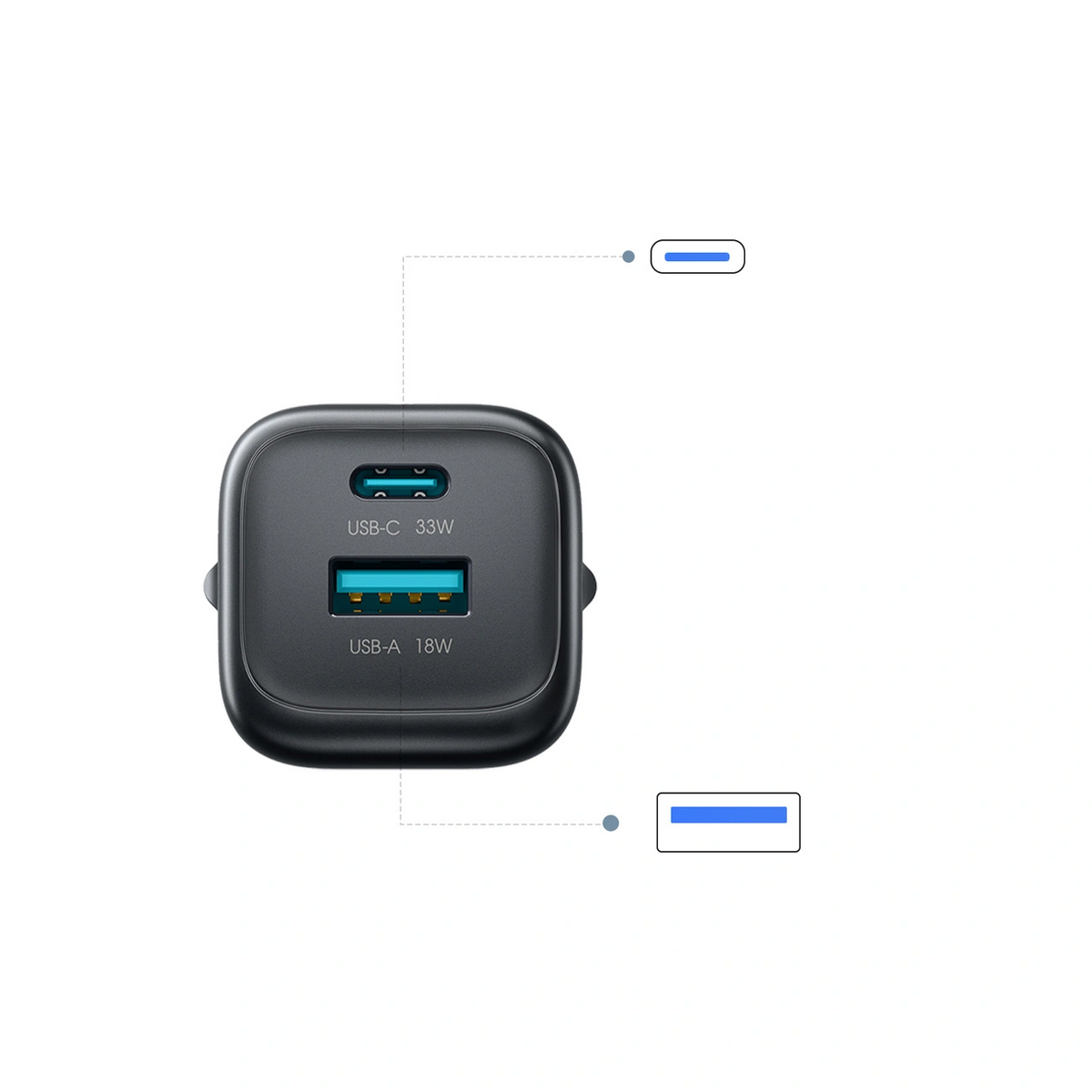 Verkkolaturi USB-C-kaapelilla Joyroom JR-TG7, 33W, 3A, 1 x USB-A - 1 x USB-C, Musta