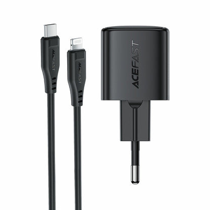 Verkkolaturi Lightning-kaapelilla Acefast A118, 30W, 3A, 1 x USB-C, Musta