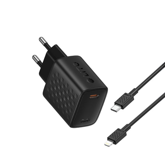 Verkkolaturi Lightning-kaapelilla Lito LC17L, 30W, 3A, 1 x USB-C, Musta