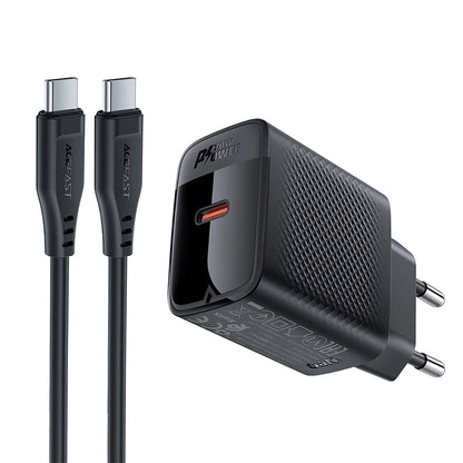 Verkkolaturi USB-C-kaapelilla Acefast A82, 20W, 3A, 1 x USB-C, Musta