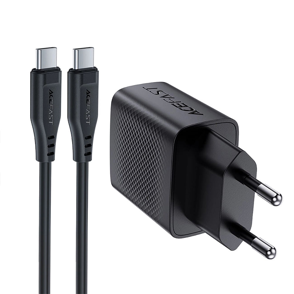 Verkkolaturi USB-C-kaapelilla Acefast A82, 20W, 3A, 1 x USB-C, Musta