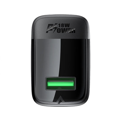 Verkkolaturi USB-C-kaapelilla Acefast A90, 18W, 3A, 1 x USB-A, Musta