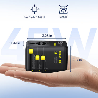 Verkkolaturi USB-C-kaapelilla Baseus Travel PicoGo AG11, 45W, 2 x Pistorasia - 1 x USB-C - 2 x USB-A, Musta E0307F00